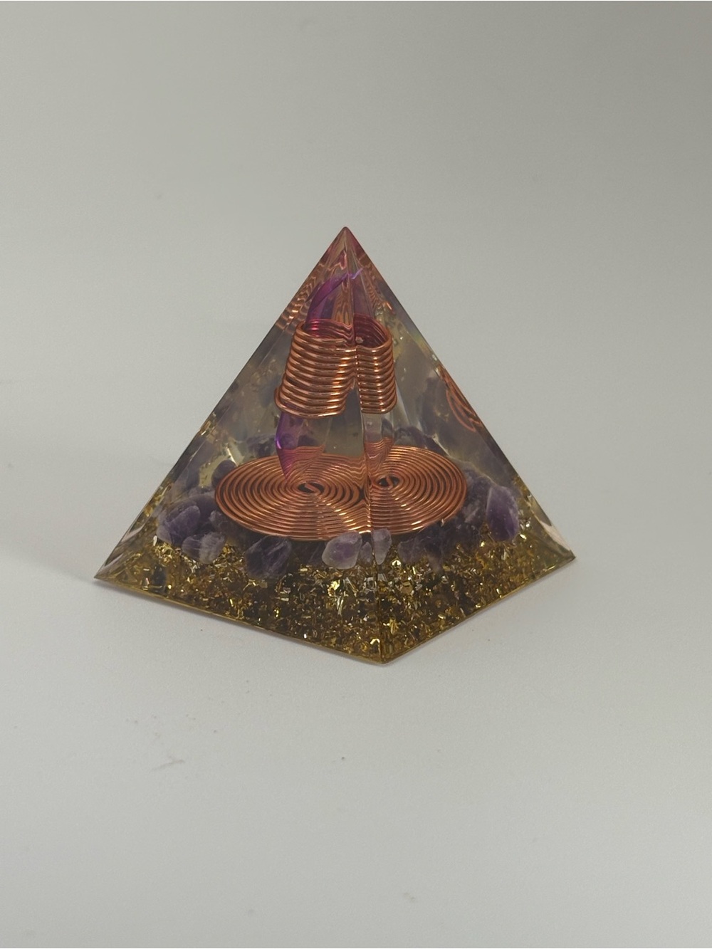 Amethyst Orgone Pyramid | Copper Coil Energy Generator